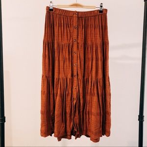 AE Rust Button Down Skirt